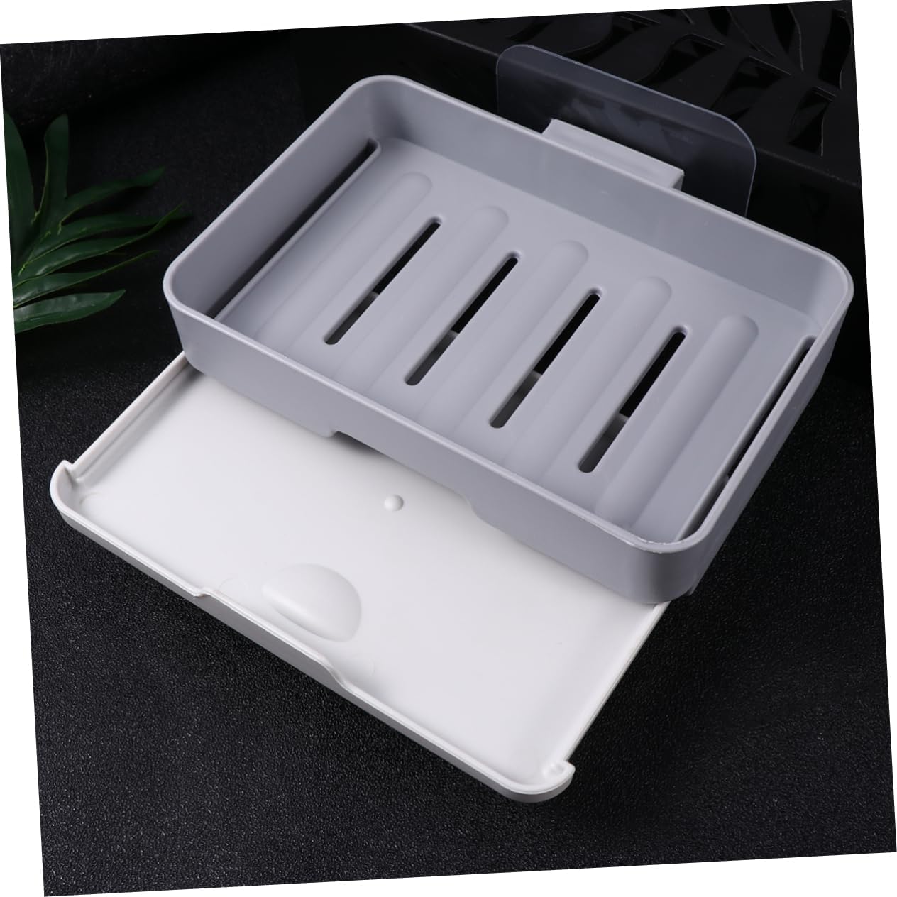 Wall-Mounted Draining Soap Dish Holder - Dark Grey Single Layer