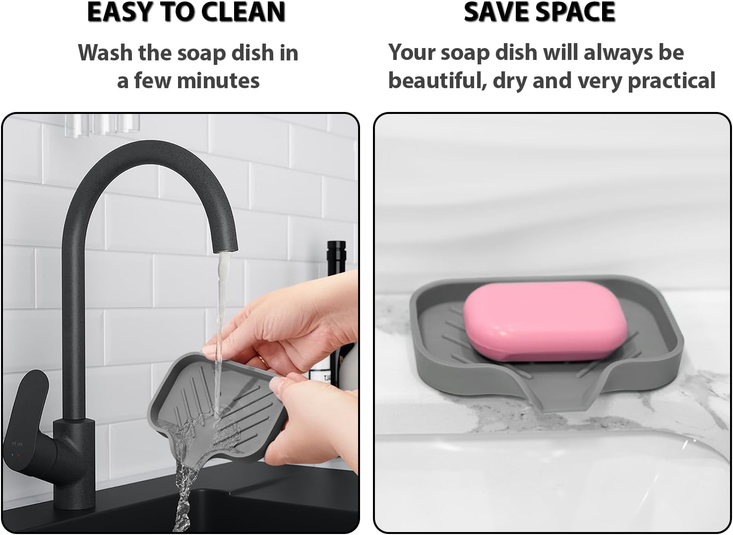 AG Company Silicone Soap Bar Holder - Premium Gray Self-Draining