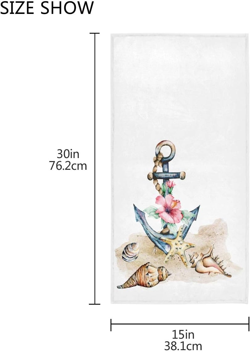 Exnundod Beach Towel with Starfish and Anchor Design 1