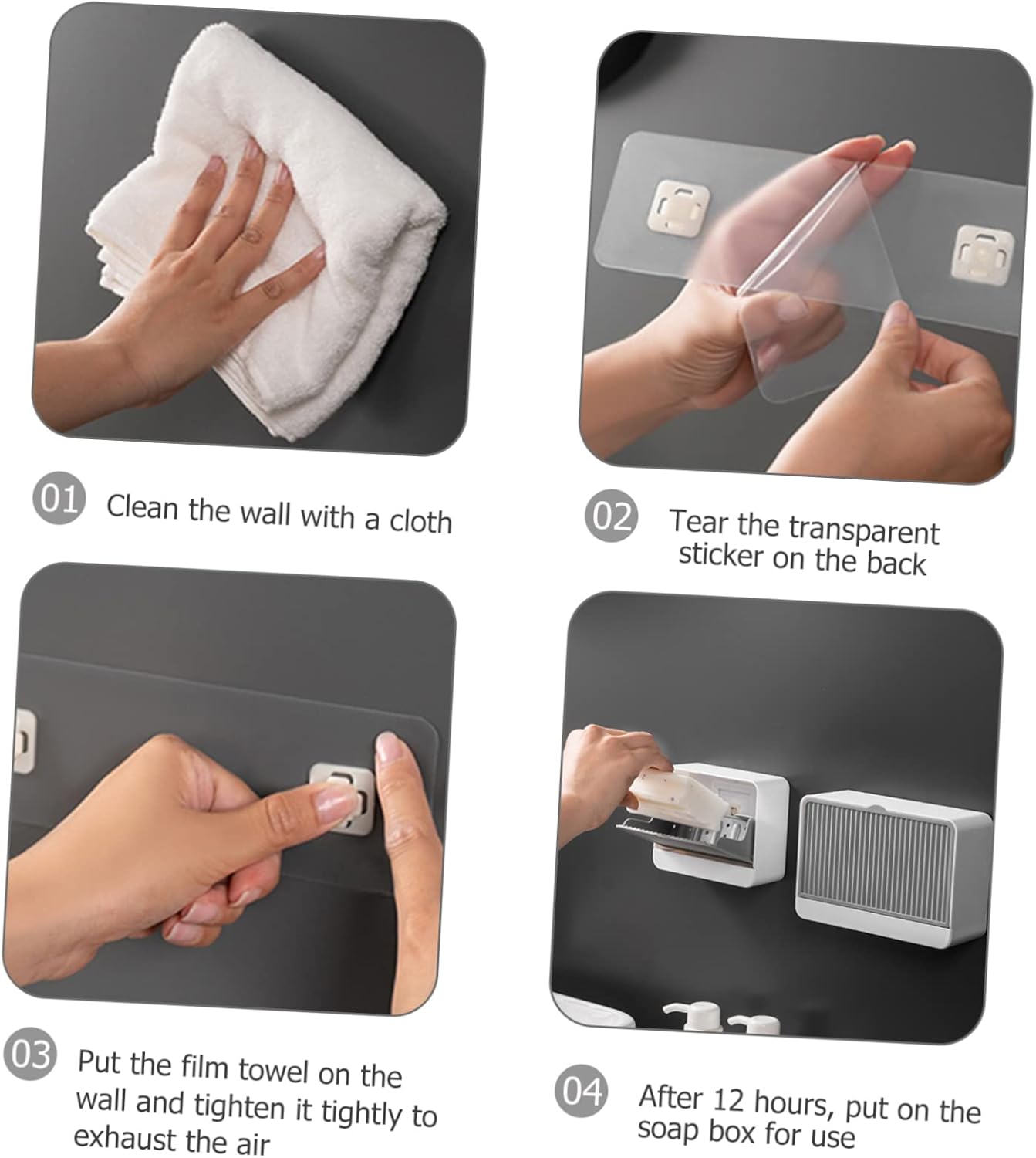 Modern Wall-Mounted Soap Dish with Hidden Storage Grey