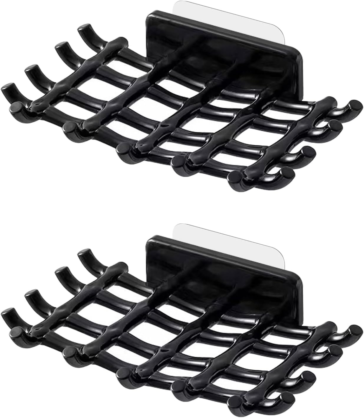 EOREA Self-Draining Soap Holder for Shower No Drilling Adhesive Hooks Black