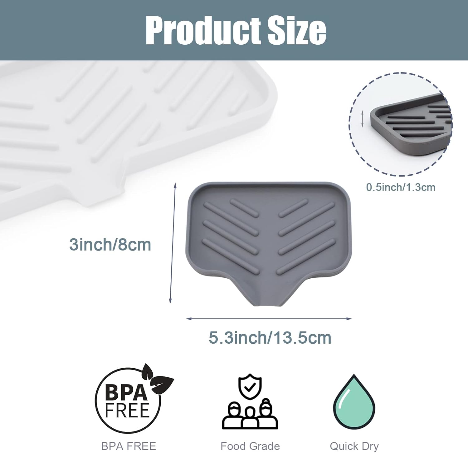 XIACIBDUS 2PCS Silicone Soap Holder for Kitchen Sink and Counter