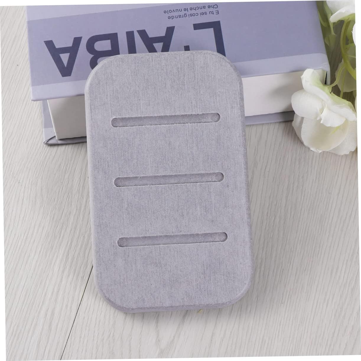 Amosfun Diatomite Soap Dish Holder for Quick Drying Grey