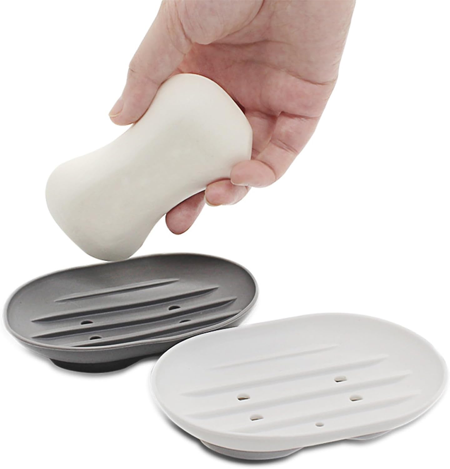 Flexible Silicone Soap Tray 2 Pack for Shower Bath Kitchen