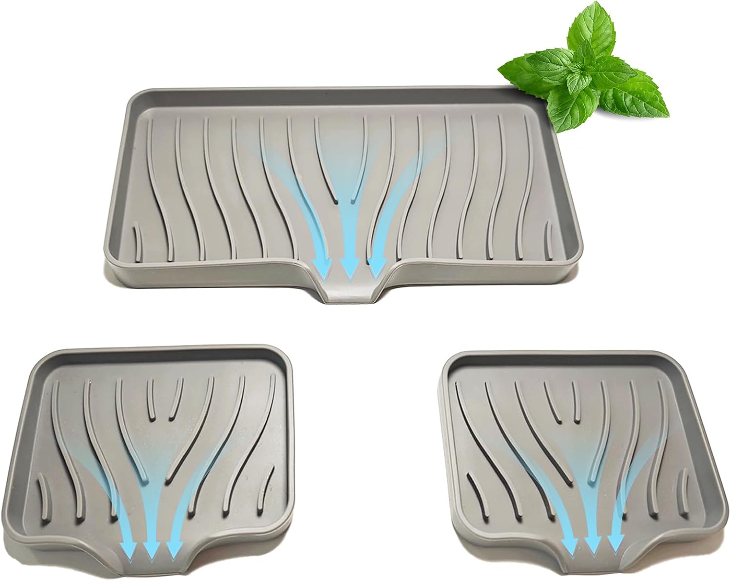 3 Pcs Silicone Soap Dish Set for Bathroom Kitchen Sink
