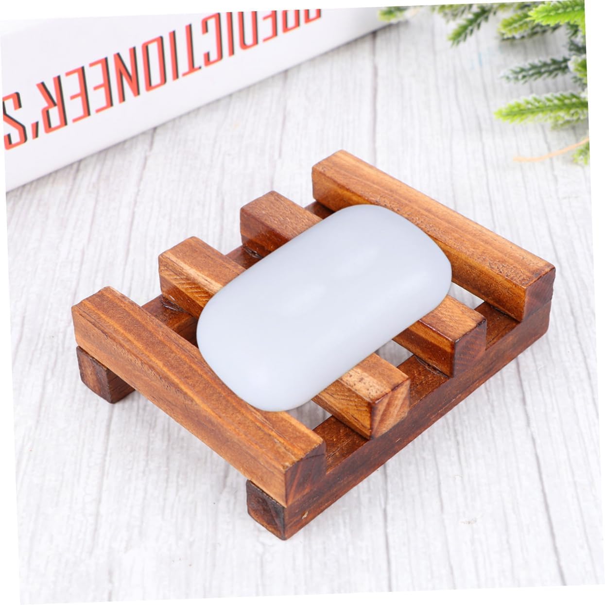 COOLHIYA Maple Wooden Soap Dish Holder for Bathroom Kitchen and Shower