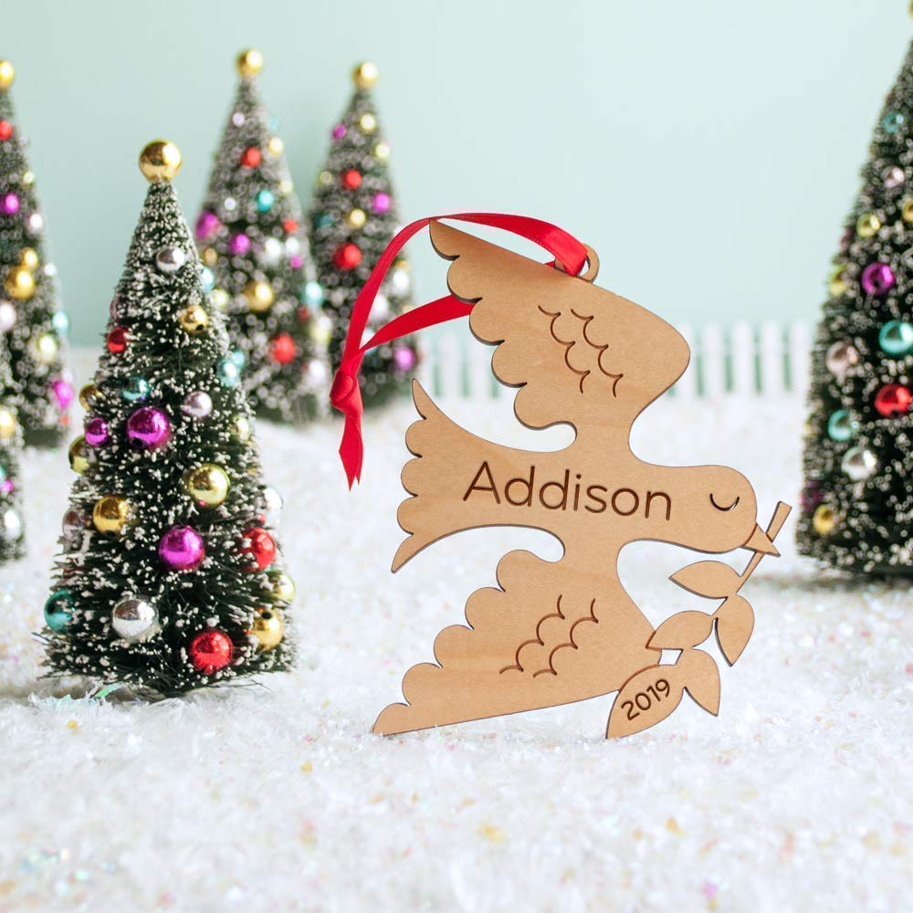 Graphic Spaces Peace Dove Ornament Personalized Babys First Christmas 2024