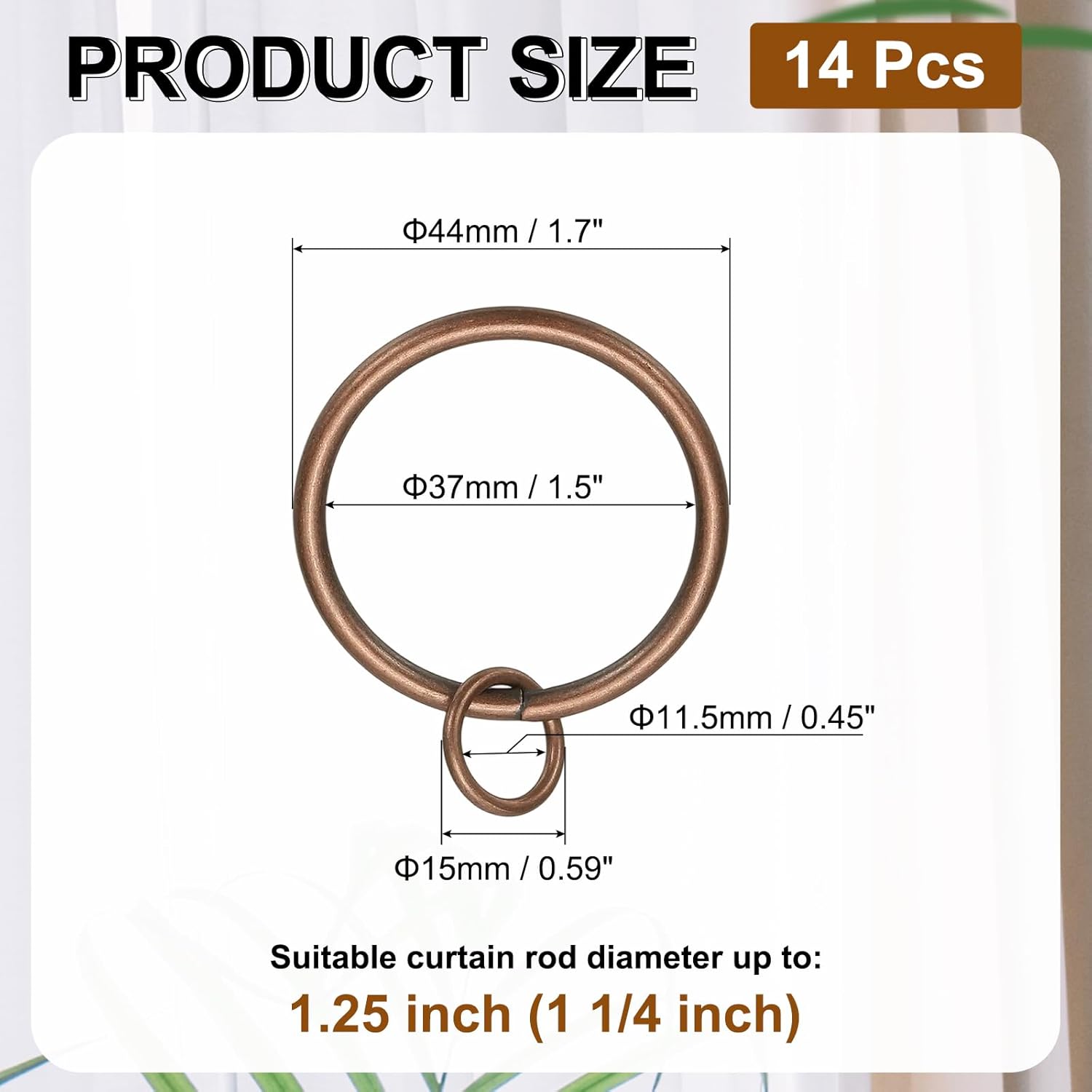 PATIKIL 14 Pcs Bronze Metal Curtain Rings with Eyelets 1