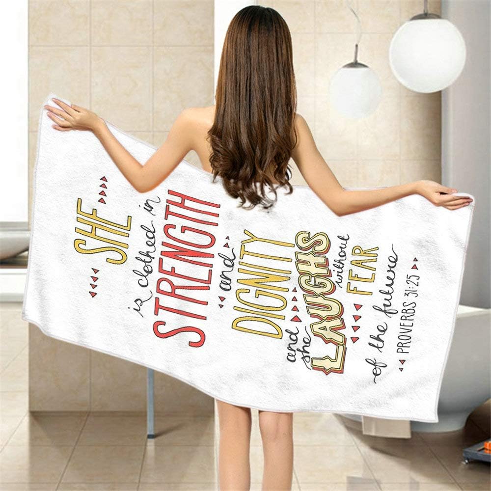 Moslion Bible Verse Bath Towel - She Is Clothed in Strength