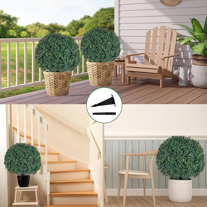 Artificial Boxwood Ball Tree with Thorn Set of 2 1