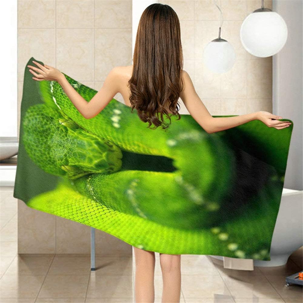 Moslion Soft Bath Towels Green Snake Wild Animal 64x32 Inches