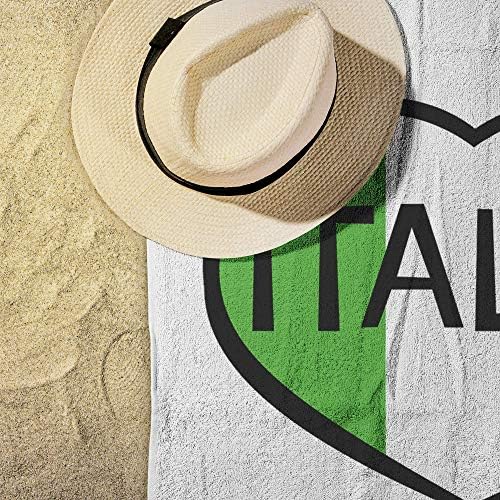 Large Microfiber Beach Towel with Italia Heart Design