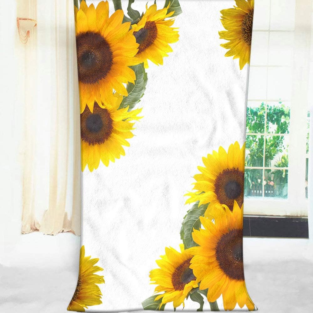 Moslion Soft Bath Towel with Sunflowers Design