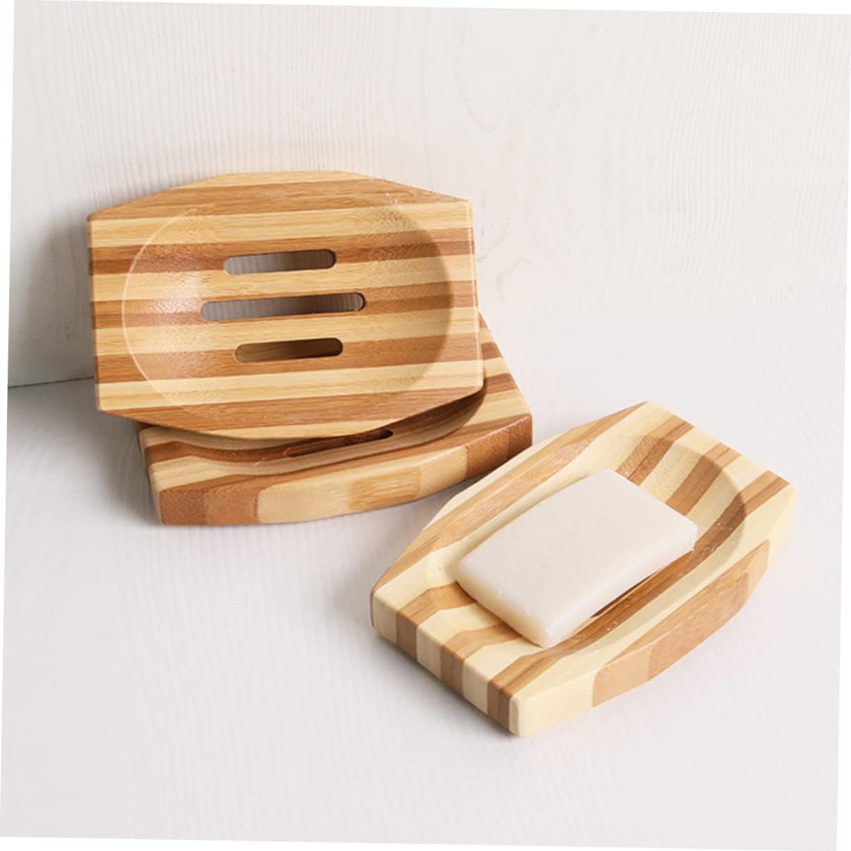 1pc Natural Wood Soap Dish Retro Design Holder for Bathroom Kitchen