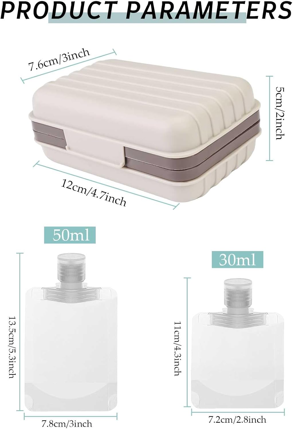 4 Pack Travel Soap Holder Set with Foaming Net and Packaging Bags Grey