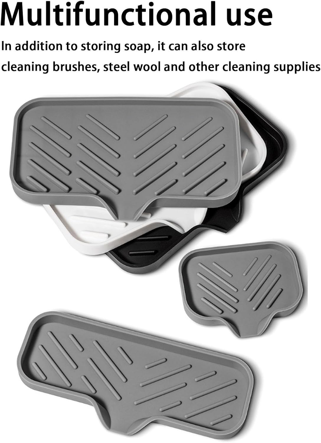 Silicone Soap Drainer with Drain Gray S