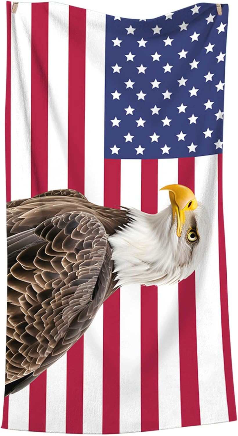 Red White Blue Stars and Stripes Patriotic Beach Towel