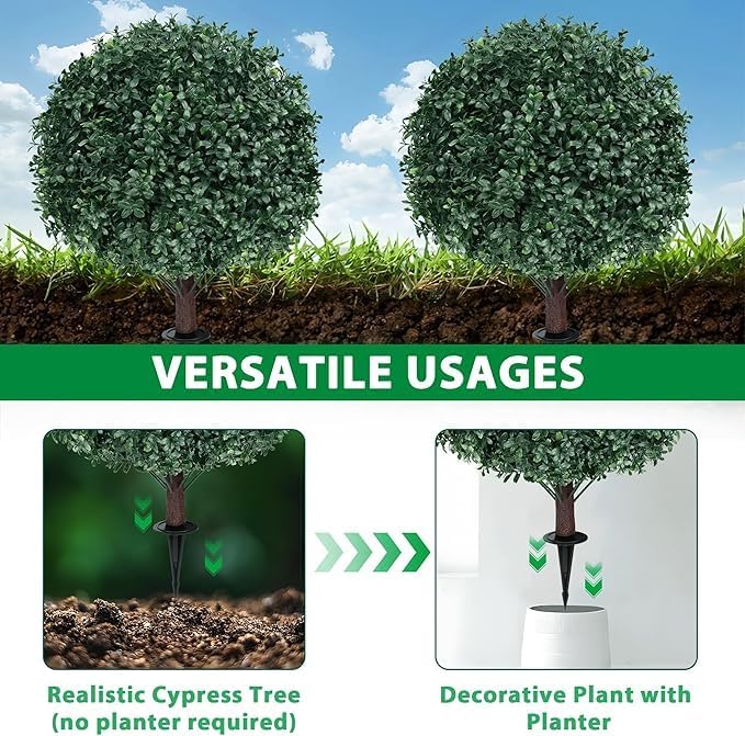 Artificial Boxwood Ball Tree with Thorn Set of 2 1