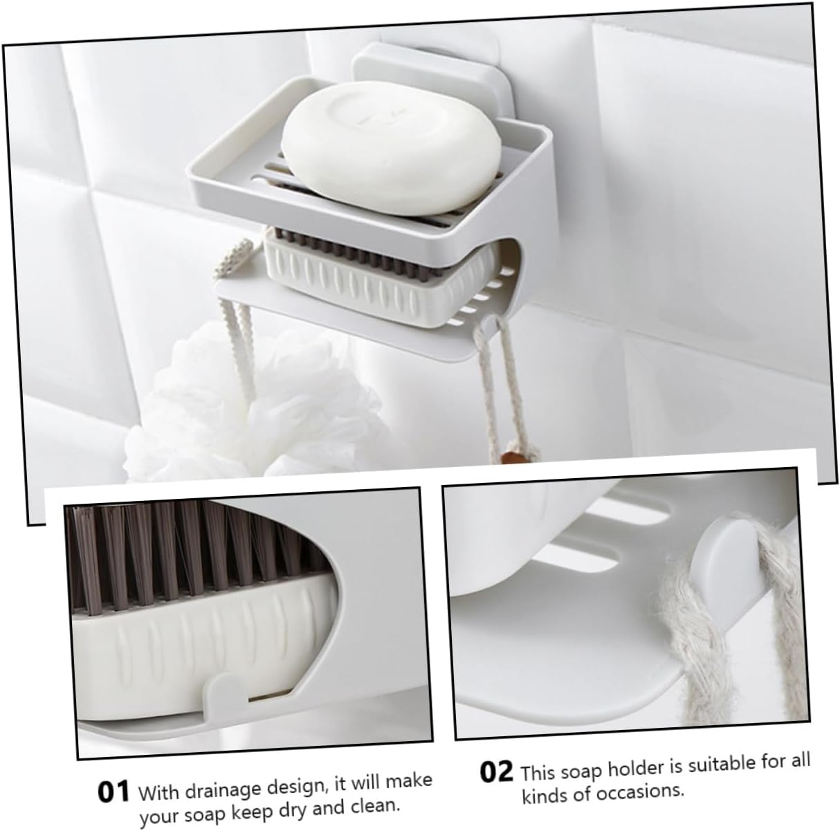 IMIKEYA Double Layer Soap Rack for Bathroom and Kitchen