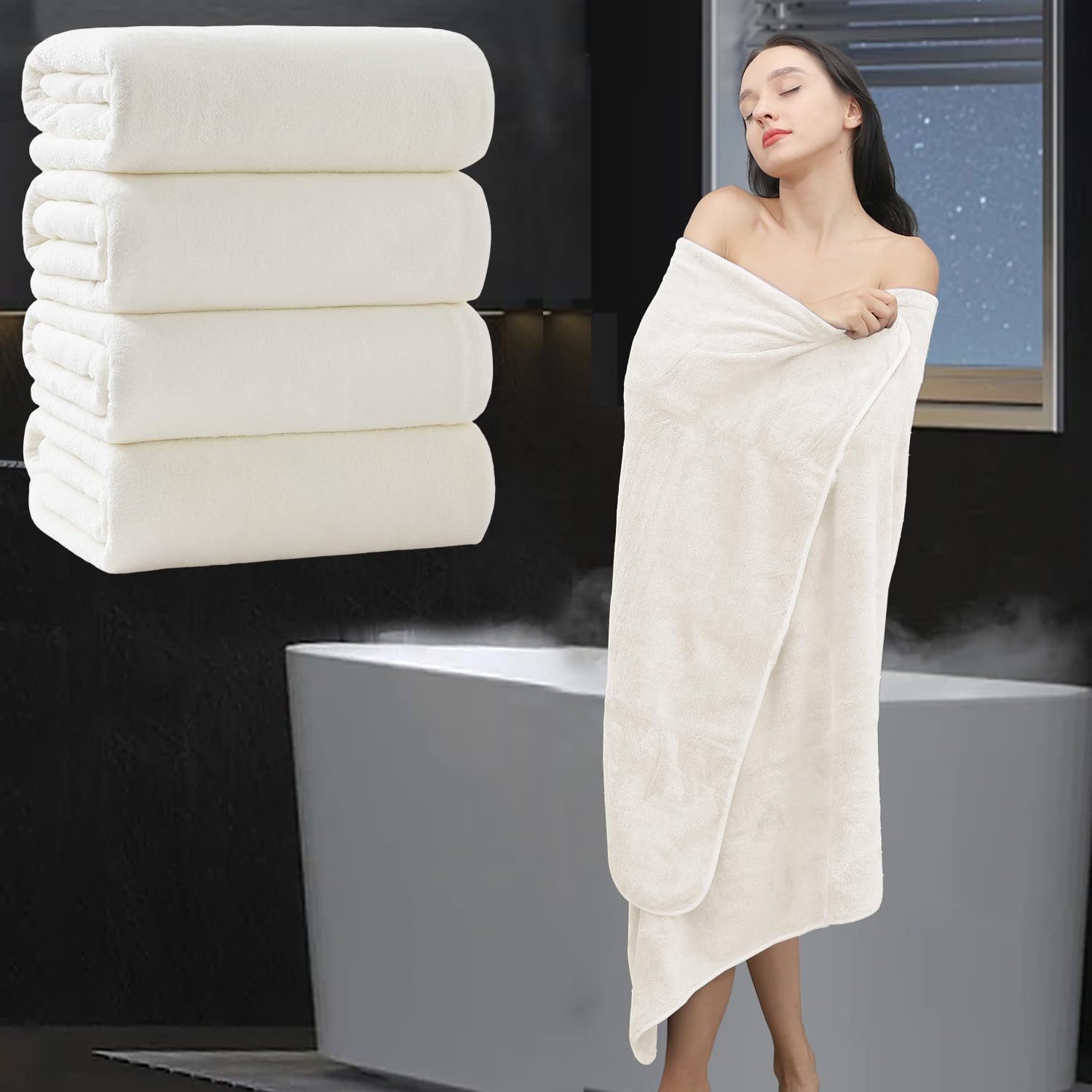 MAGGEA Extra Large Bath Sheet 4 Pack - 35x70 Inch