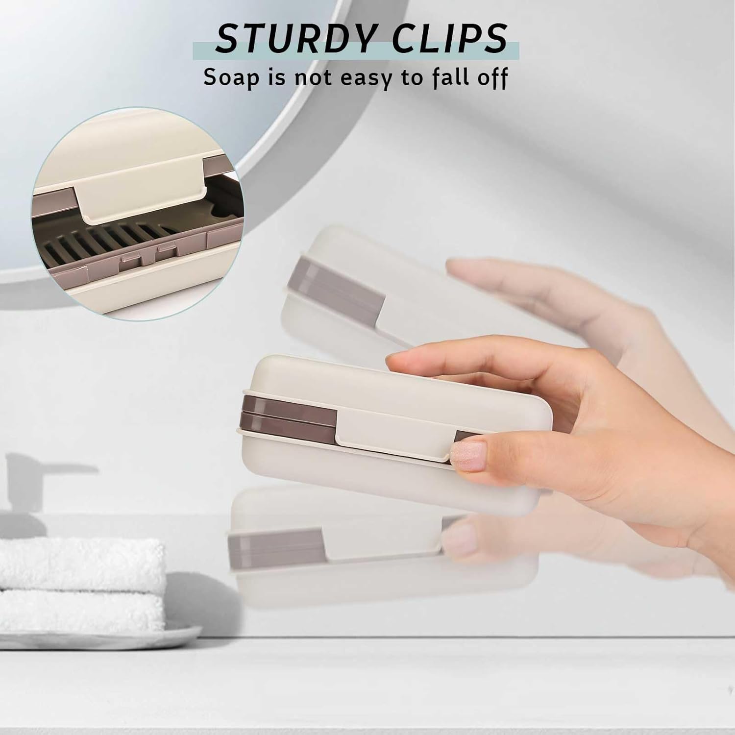 4 Pack Travel Soap Holder Set with Foaming Net and Packaging Bags Grey