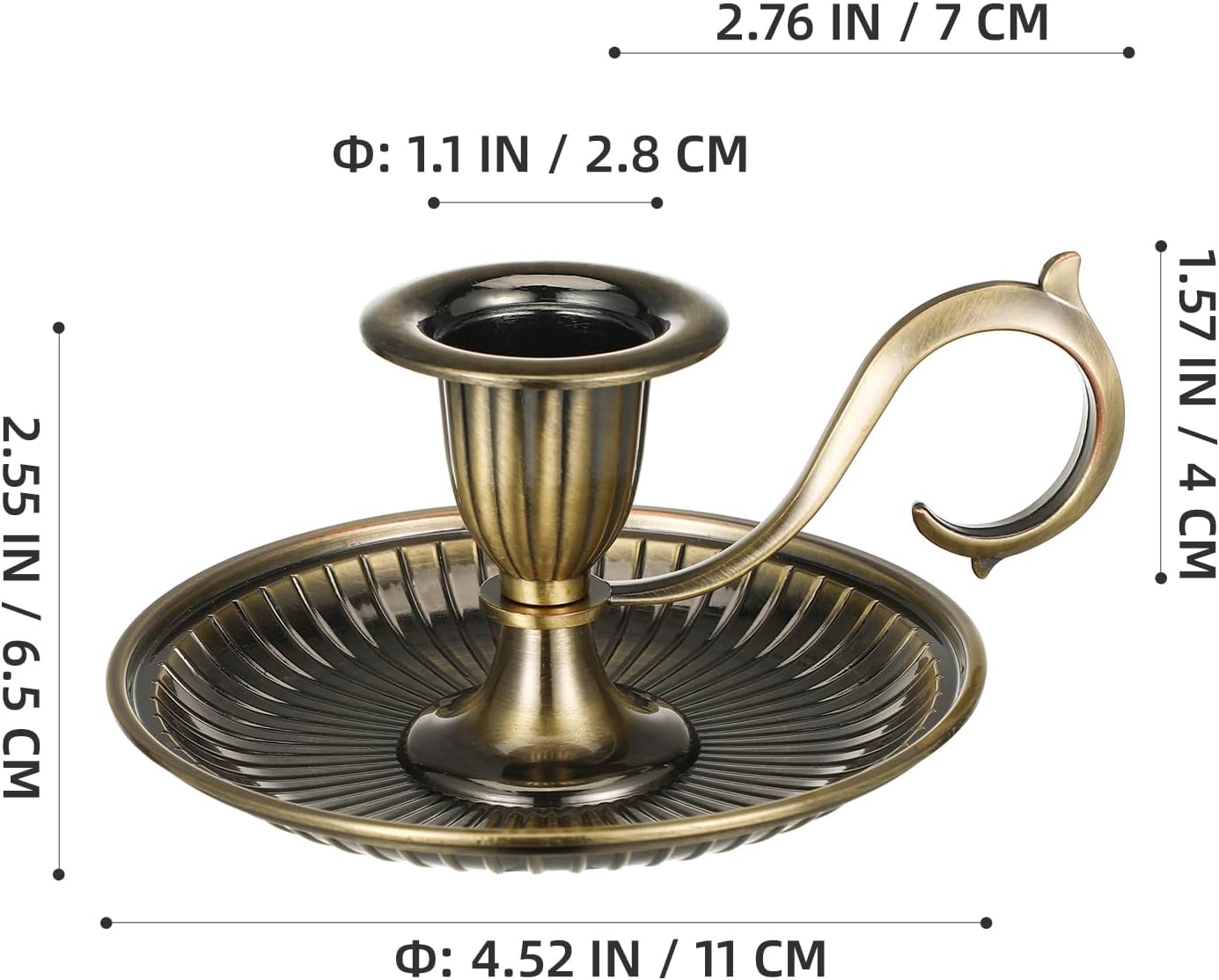 Healifty Vintage Bronze Candlestick Holder with Handle