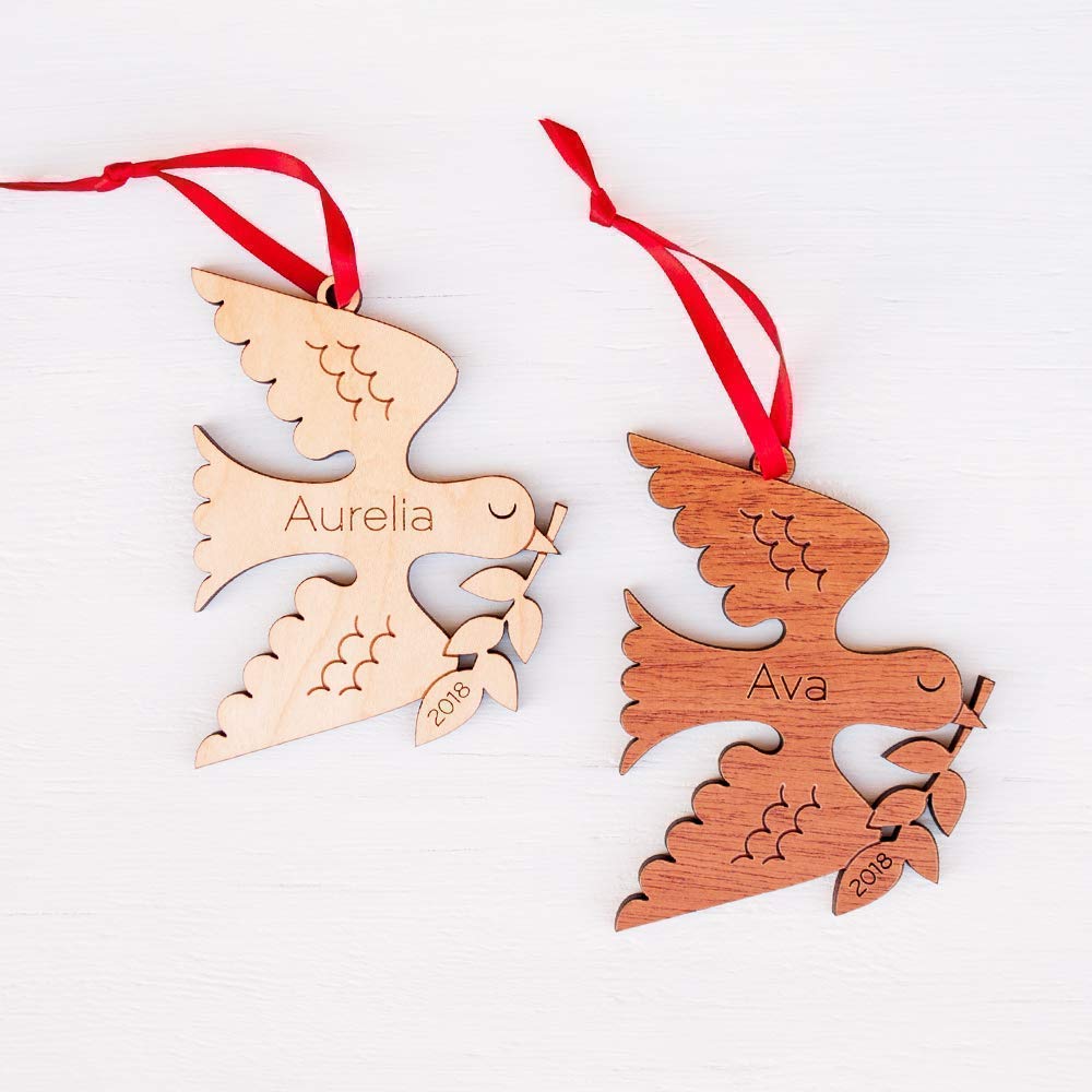 Graphic Spaces Peace Dove Ornament Personalized Babys First Christmas 2024