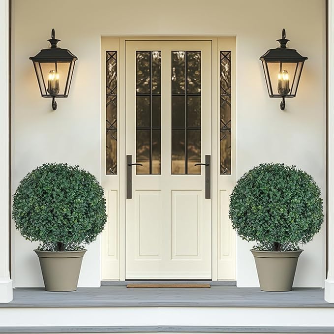 Artificial Boxwood Ball Tree with Thorn Set of 2 1