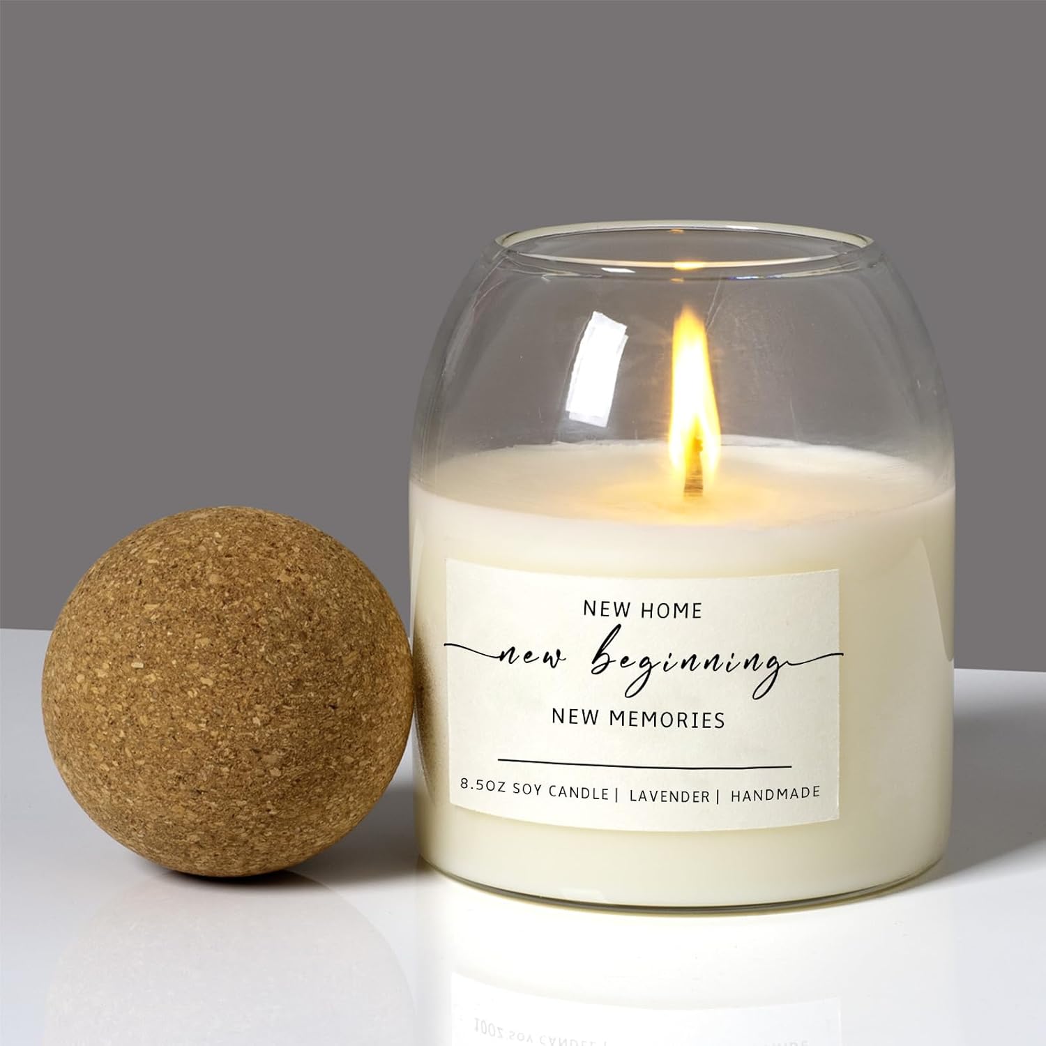 Anforsun House Warming Gift - 60 Hour Soy Candle with Lavender Scent