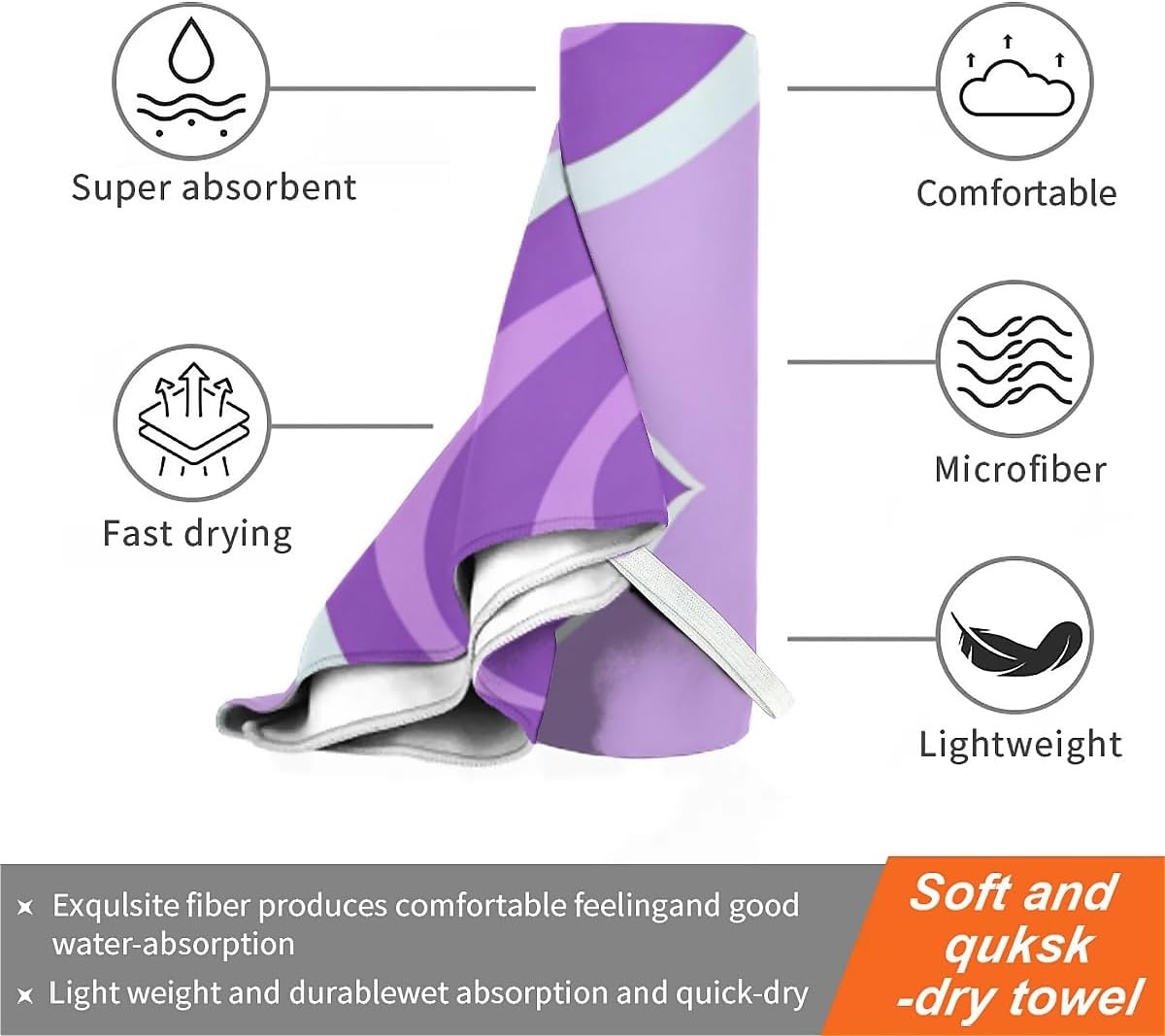 Cute Purple Heart Fluffy Oversized Beach Towel 32x64 Inch
