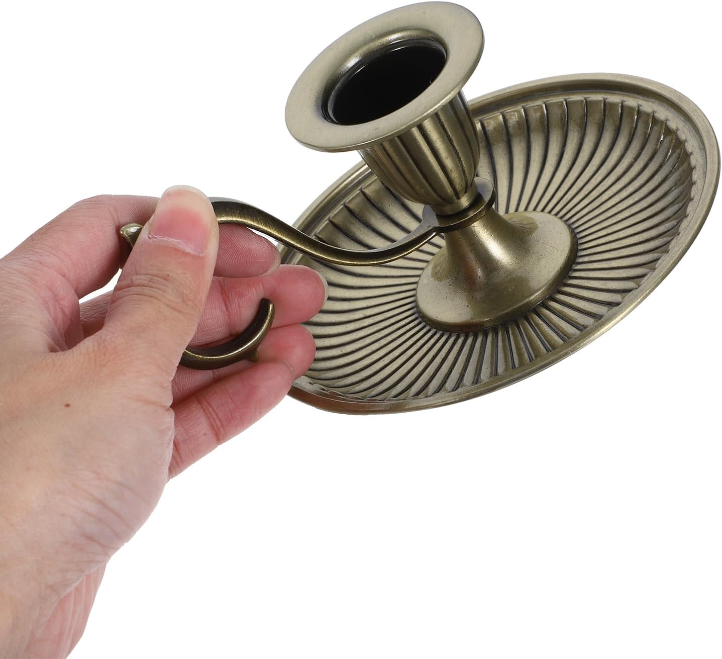 Healifty Vintage Bronze Candlestick Holder with Handle