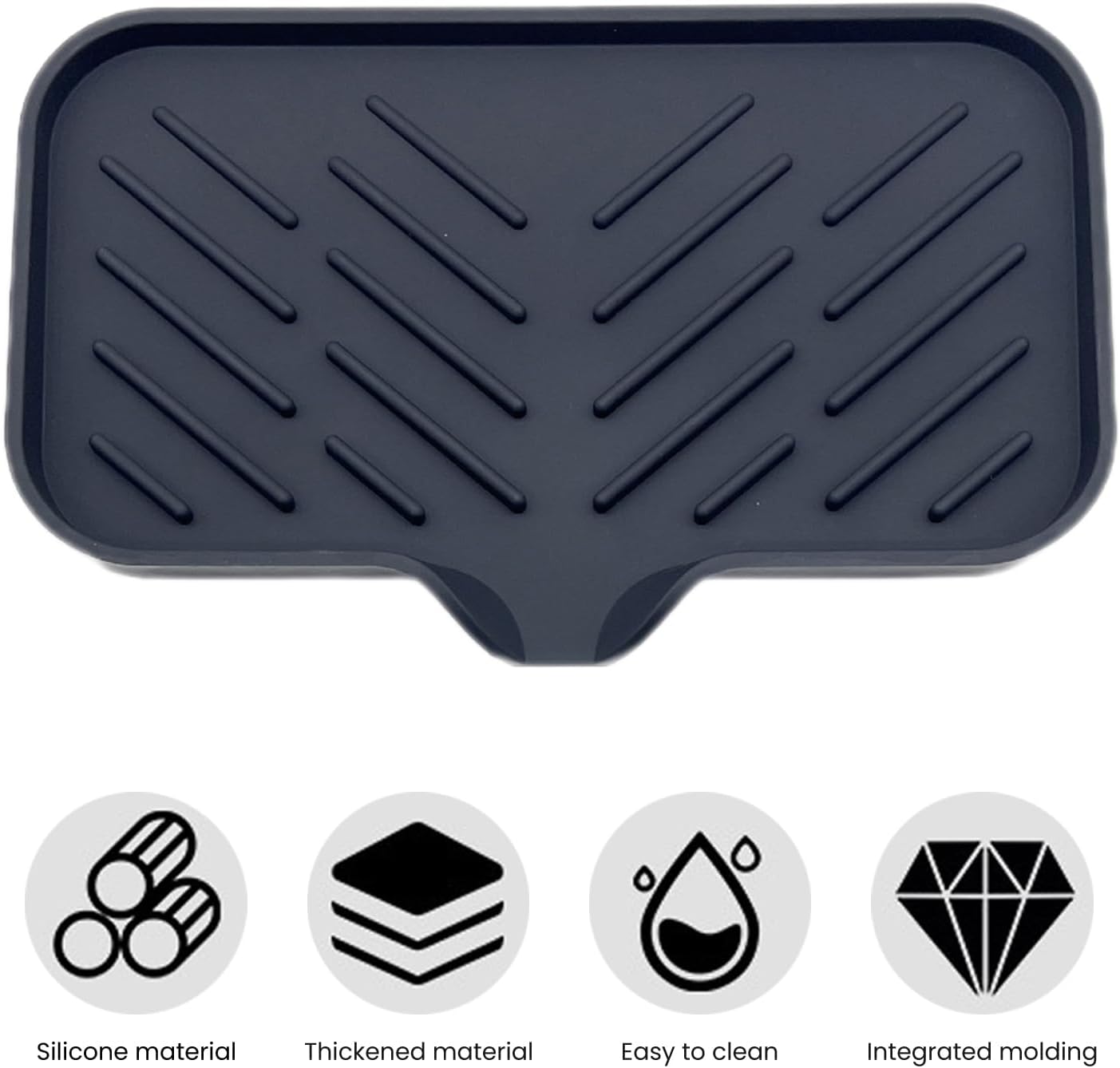 Drain Mat Silicone Soap Dish Anti-Skid Grey Small