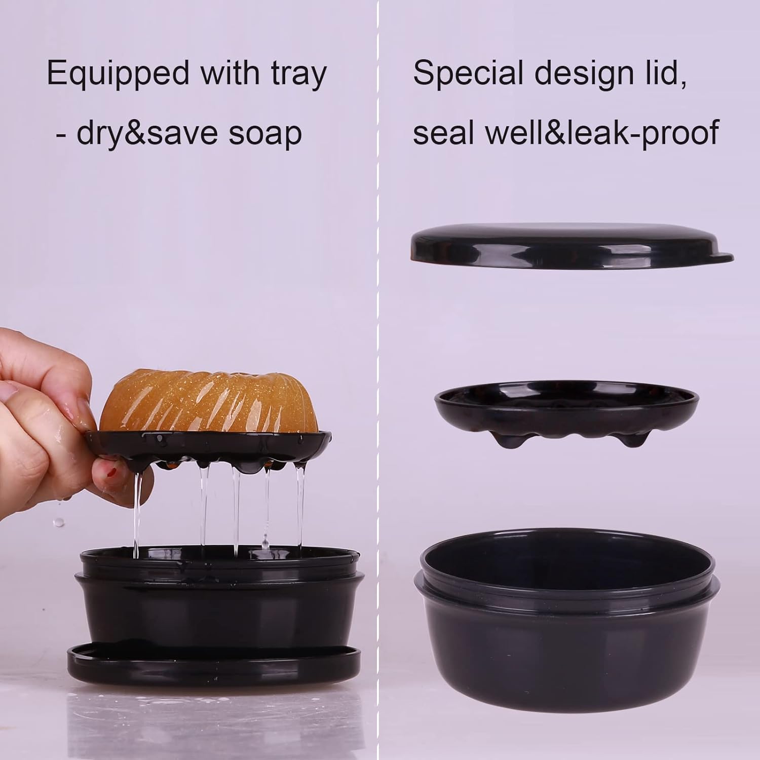 TITATI Soap Holder Travel Case Round Shampoo Bar Container