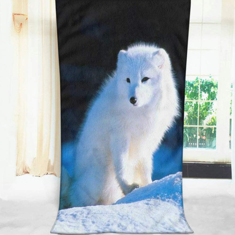 Moslion Snow White Arctic Fox Bath Towel 64x32 Inches
