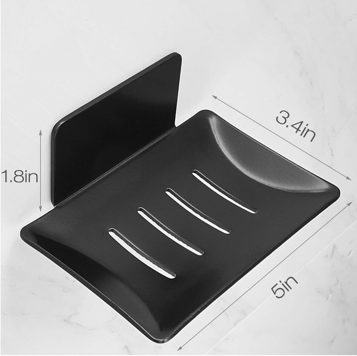 Lancher Soap Rack Adhesive Bath Holder - Black 1