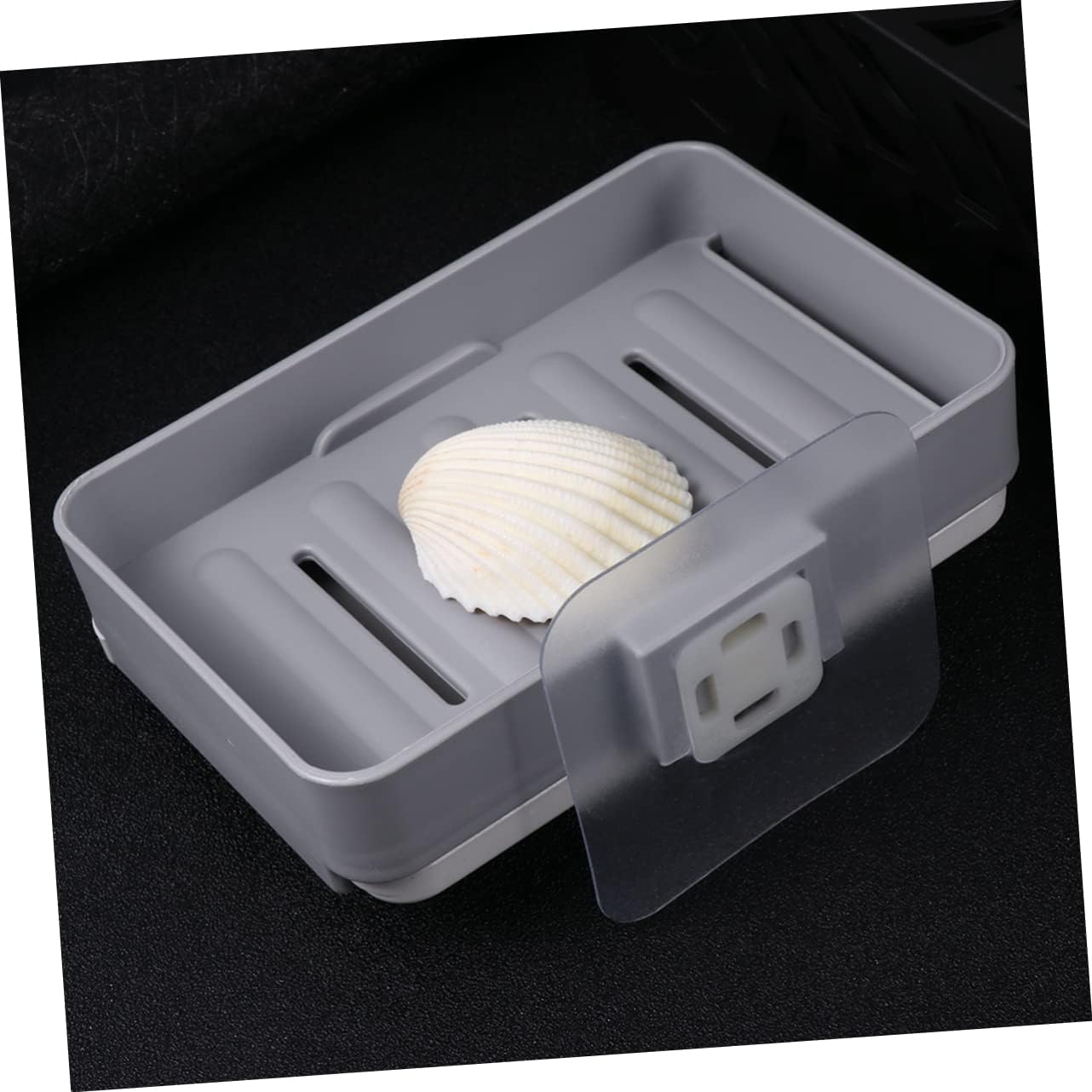 Wall-Mounted Draining Soap Dish Holder - Dark Grey Single Layer