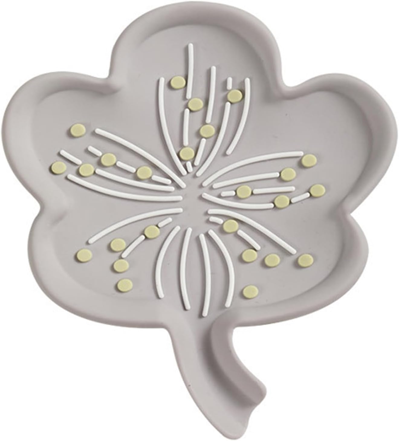 Loyliawa Soap Dish with Drainage Non-Slip Flower Shape Grey