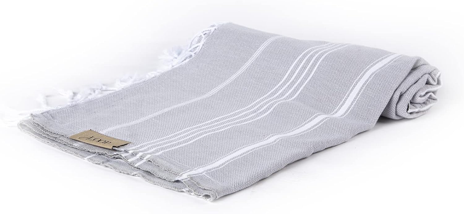 Loop Linen Turkish Beach Towel - Grey