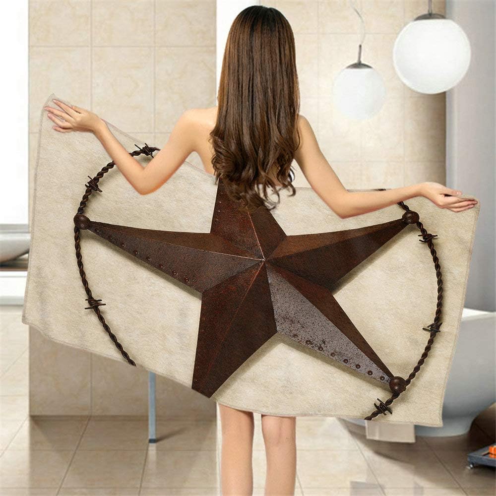 Moslion Comfy Bath Towel Rusty Iron Texas Star 64x32 Inches