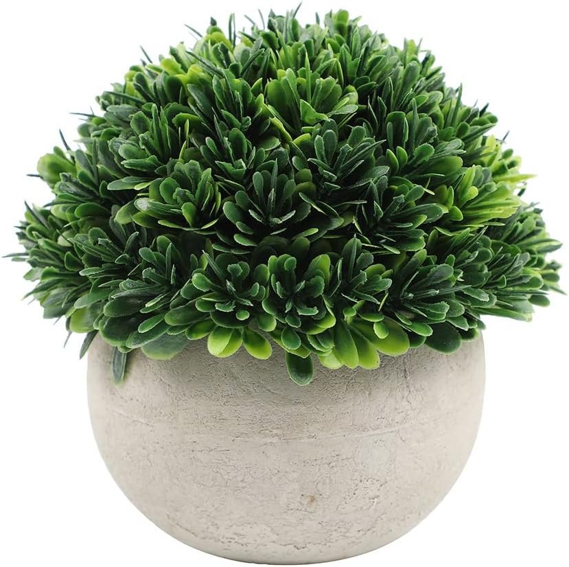 YYIDYLLIC Mini Artificial Plants with Grey Pots for Home Office Desk