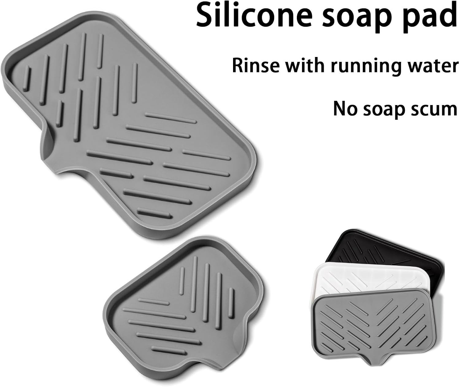 Silicone Soap Drainer with Drain Gray S