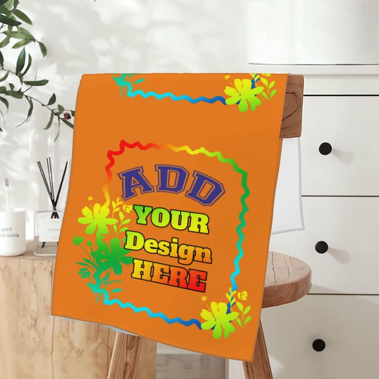 Custom Beach Towels 12x275in with Picture Text Logo