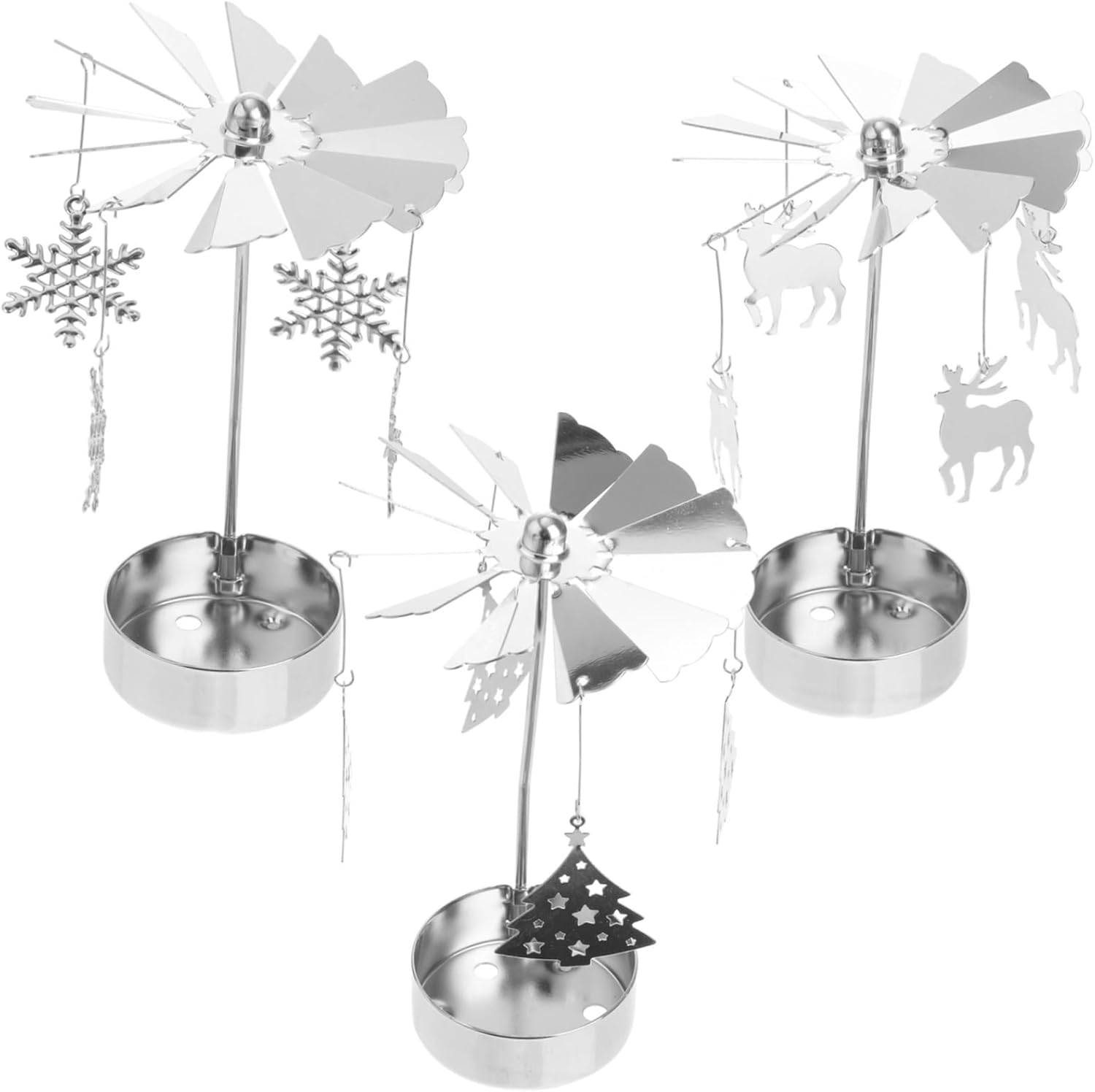 3Pcs Spinning Snowflake Candle Holder for Christmas