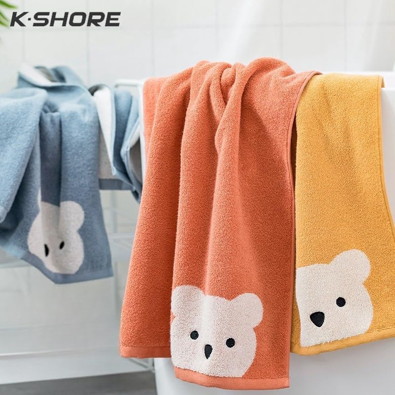 3 Piece Kids Bath Towel Set with Naughty Bear Design