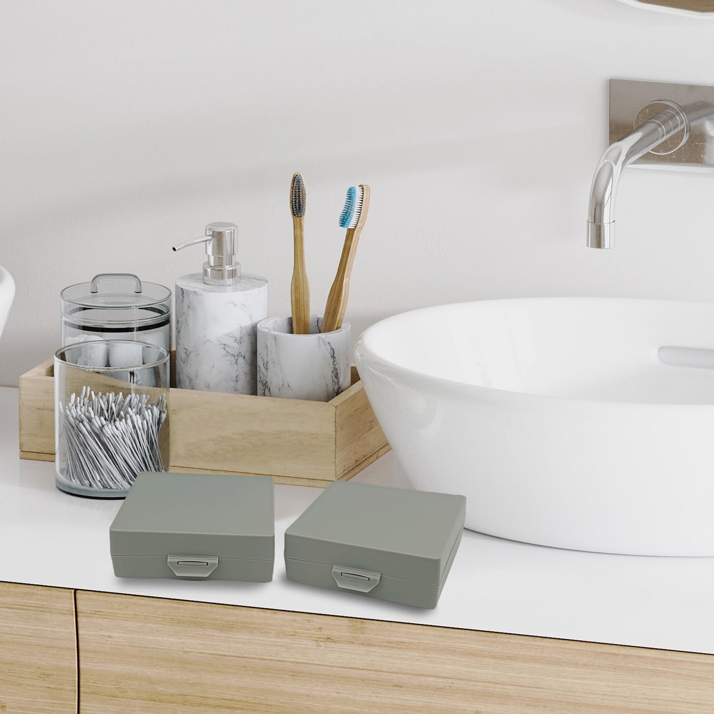 Elimeta Travel Soap Container Square 3x3x1 Inch Grey