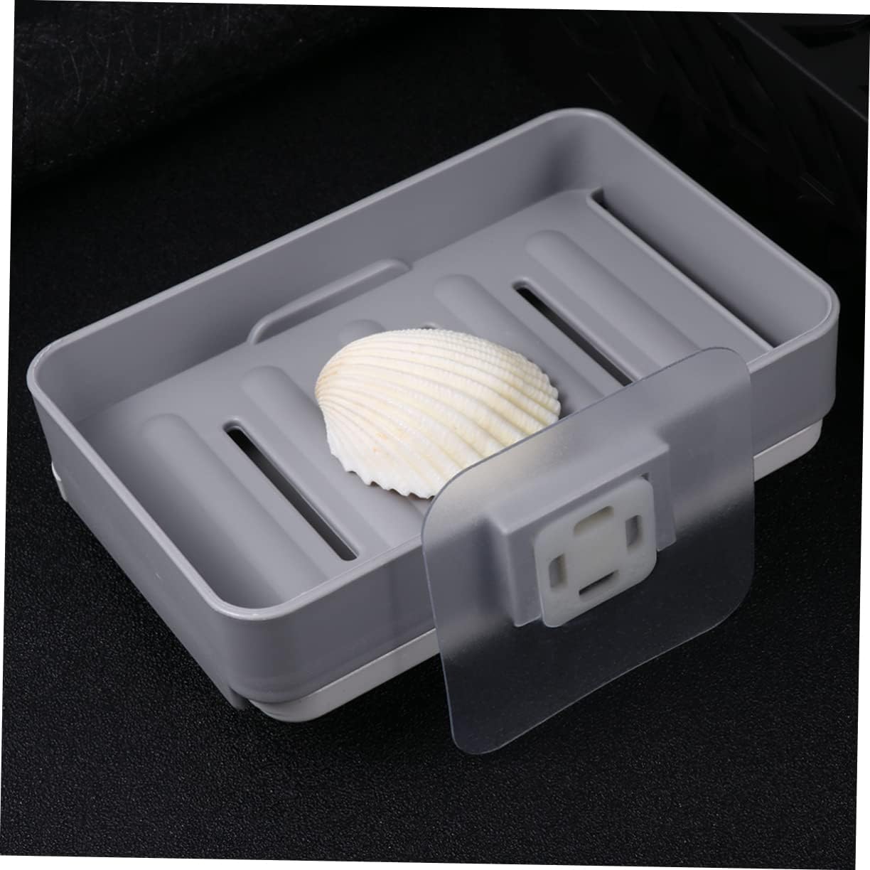 Beatifufu Wall-Mounted Soap Dish Draining Holder Sturdy Dark Grey