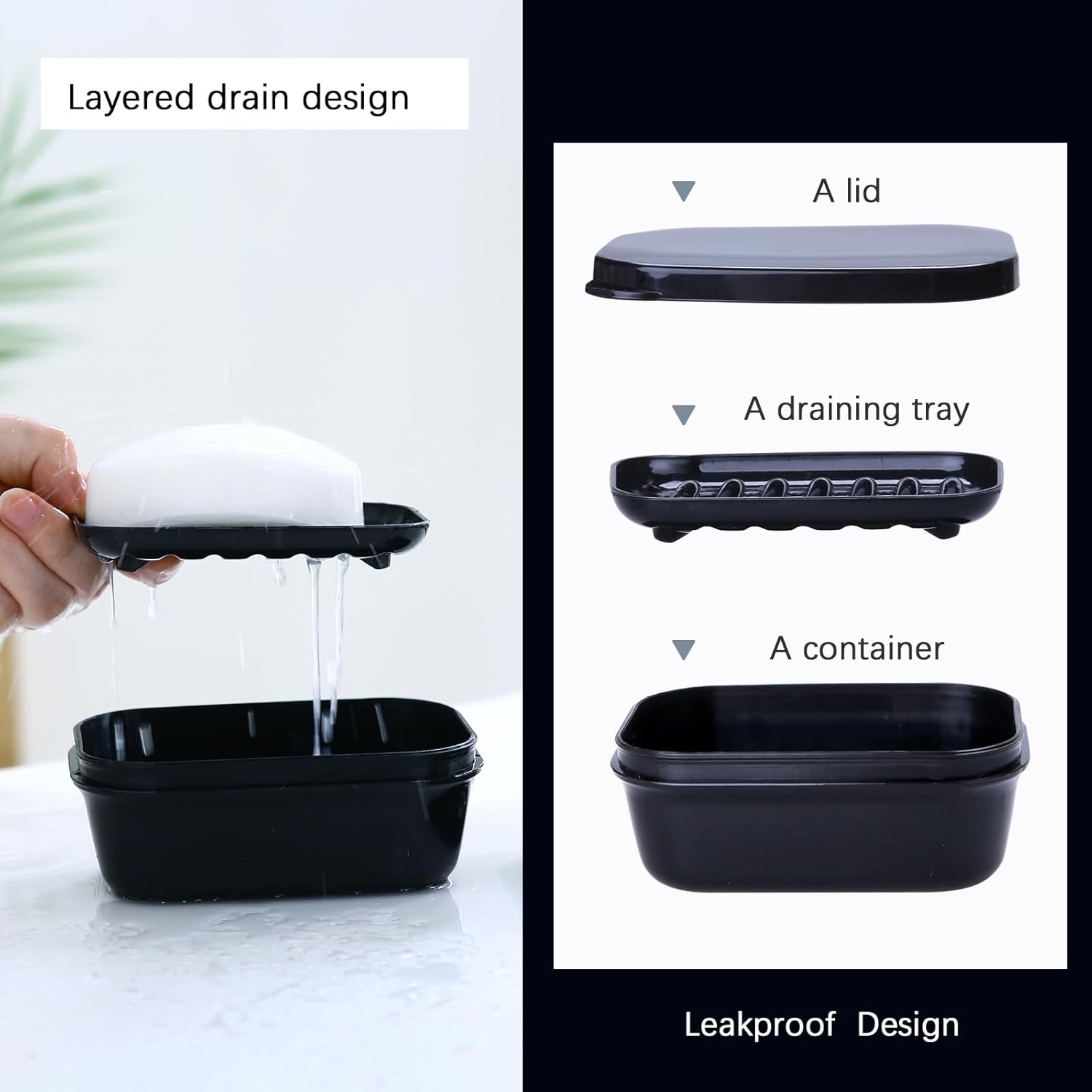 PUTING 1 Pack Travel Soap Holder Black