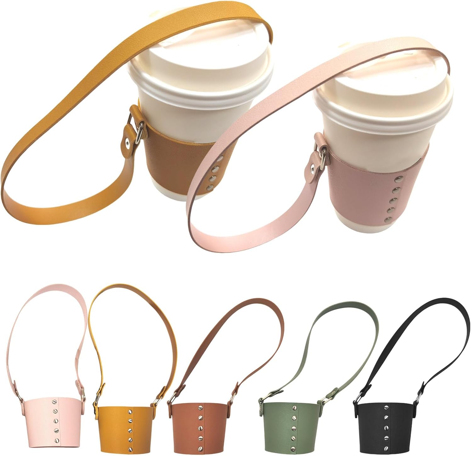 Wengjack Leather Coffee Sleeve Cup Holder Outdoor Portable