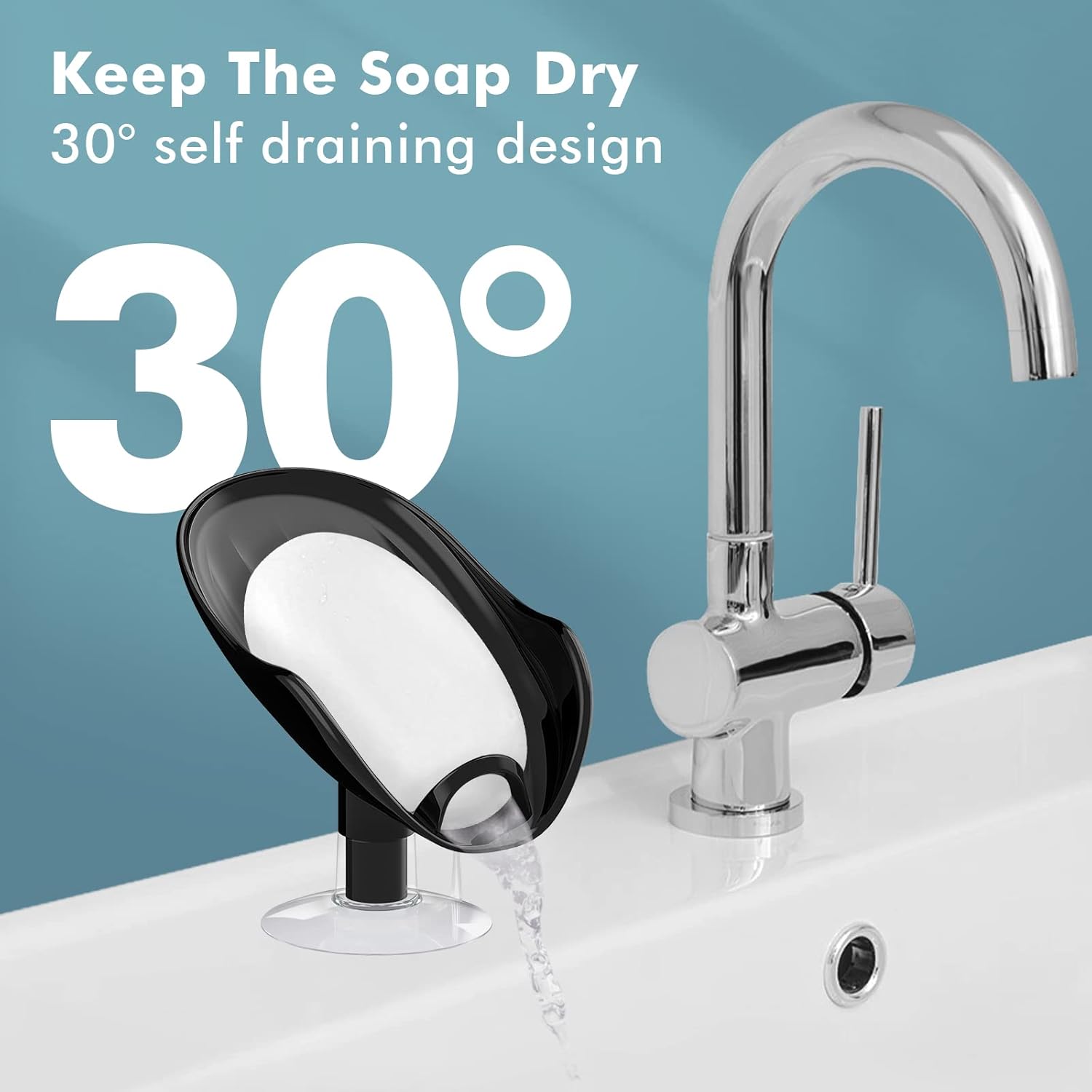 NPET Self Draining Soap Dish with Suction Cup Space-Saving and Durable