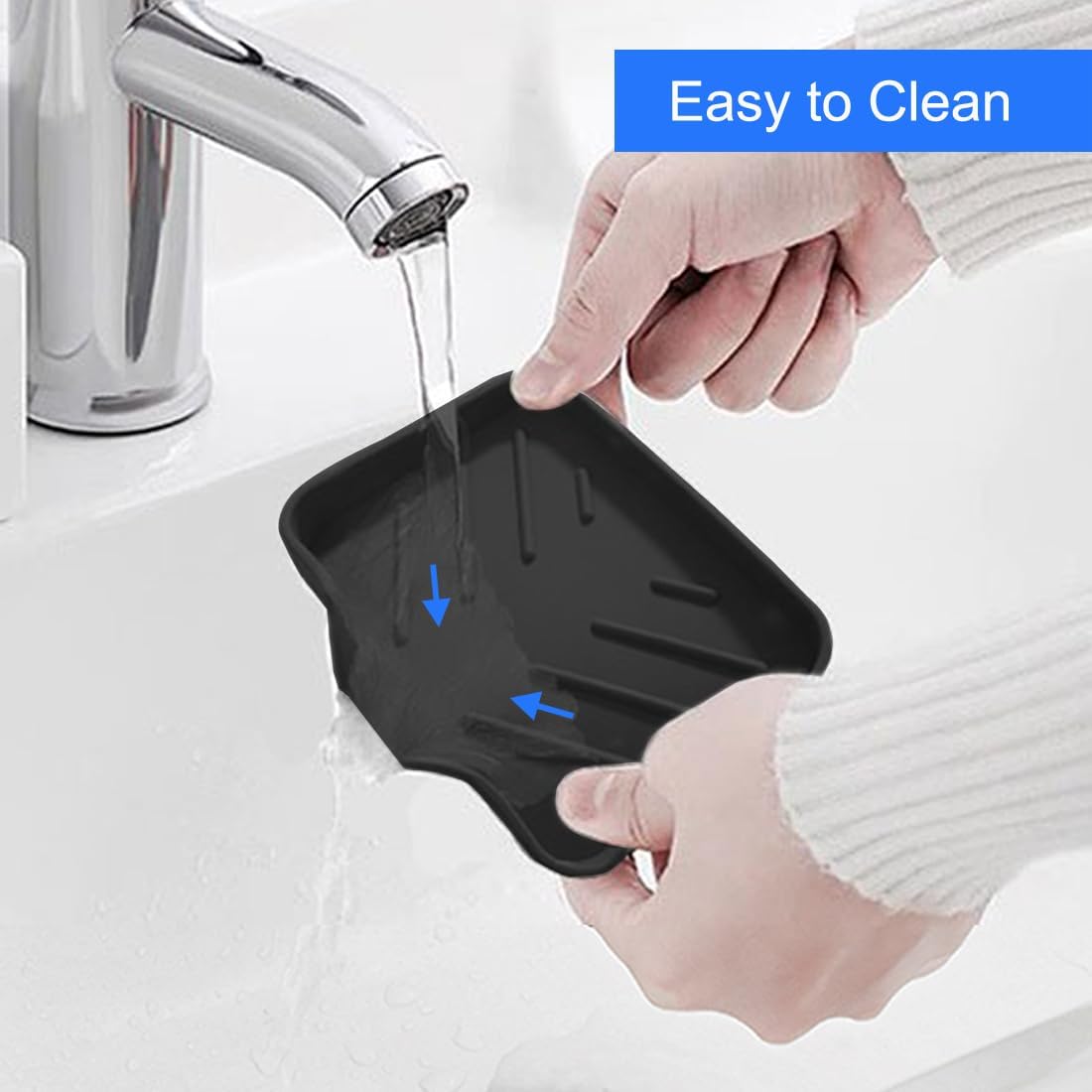 Metopets Sponge Holder with Drain Spout - Black 47 x 36